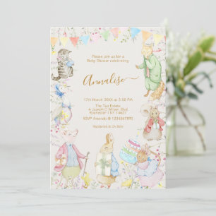 Invitation Beige Beatrix Potter Pierre le Baby shower Rabbit