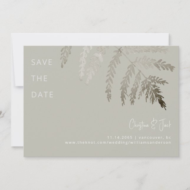 Invitation Beige Blanc Texte moderne Mariage Enregistrer la d (Devant)