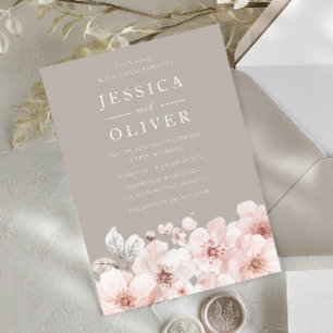 Invitation Beige & Blush Floral Beau Designer Mariage