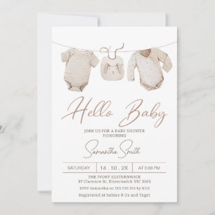 Invitation Beige Boys Baby shower Vêtements de bébé
