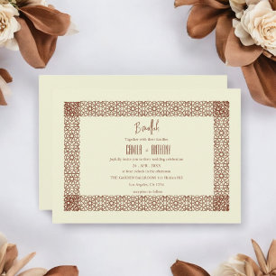 Invitation Beige Brown islamique géométrique Deux Mariages fr