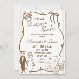 Invitation Beige Doodle Écriture Manuscrite Thème Casino Chan