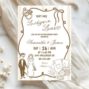Invitation Beige Doodle Écriture Manuscrite Thème Casino Chan