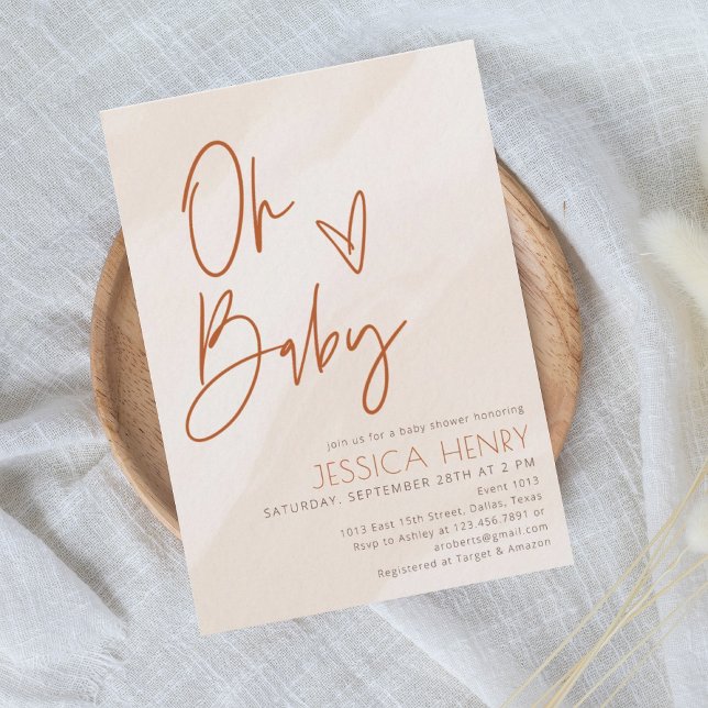 Invitation Beige esthétique Baby shower moderne (Créateur téléchargé)