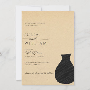 Invitation Beige et noir esthétique MARIAGE