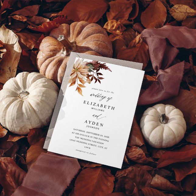 Invitation Beige Fall Floral Wedding (Créateur téléchargé)