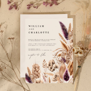 Invitation Beige Mauve Bohème de la verdure Destination Maria
