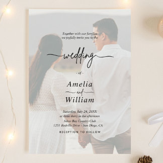 Invitation Beige Minimalist Photo Wedding