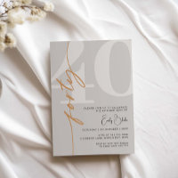 Beige minimaliste Quarante-40e fête d'anniversaire