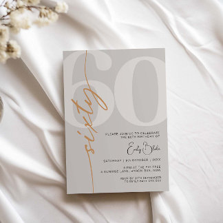 Invitation Beige minimaliste Soixante 60e anniversaire