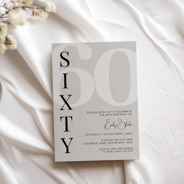 Invitation Beige minimaliste Soixante 60e anniversaire (Créateur téléchargé)