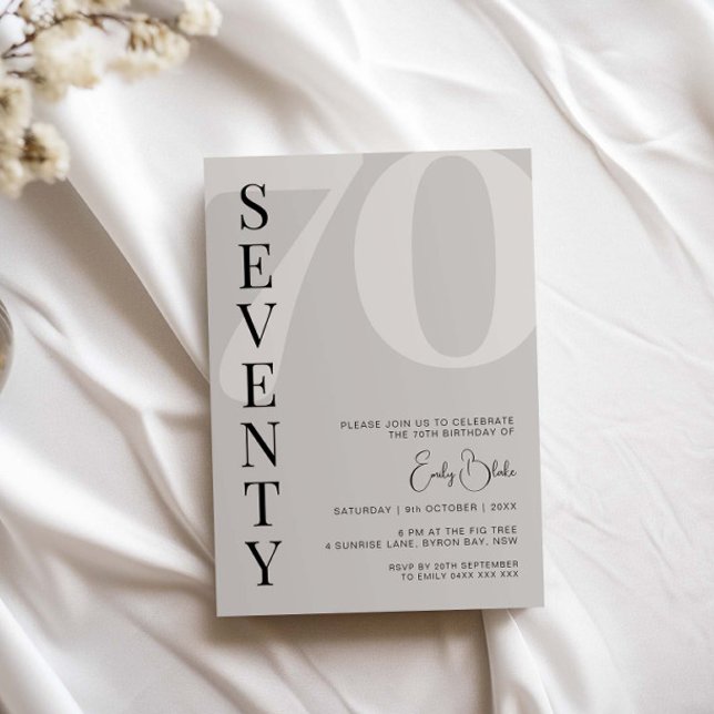 Invitation Beige minimaliste Soixante-dix-septième anniversai (Créateur téléchargé)