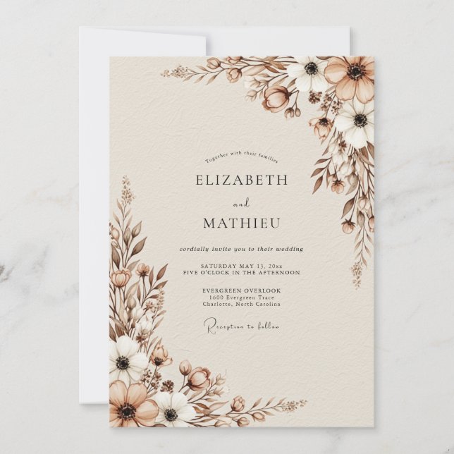 Invitation Beige Muted Woodland Wedding (Devant)