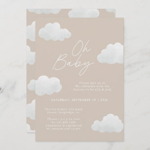 Invitation Beige naturel Oh Baby shower moderne design