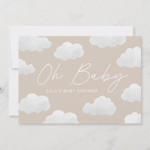 Invitation Beige naturel Oh Baby shower moderne design