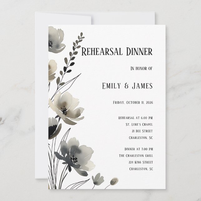 Invitation Beige Neutral Floral Wedding (Devant)