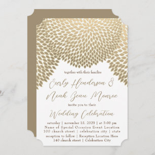 Invitation Beige Neutral Nature Floral Chrysanthemum Mariage