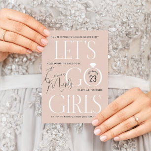 Invitation Beige Neutre Allons Filles Bachelorette Party