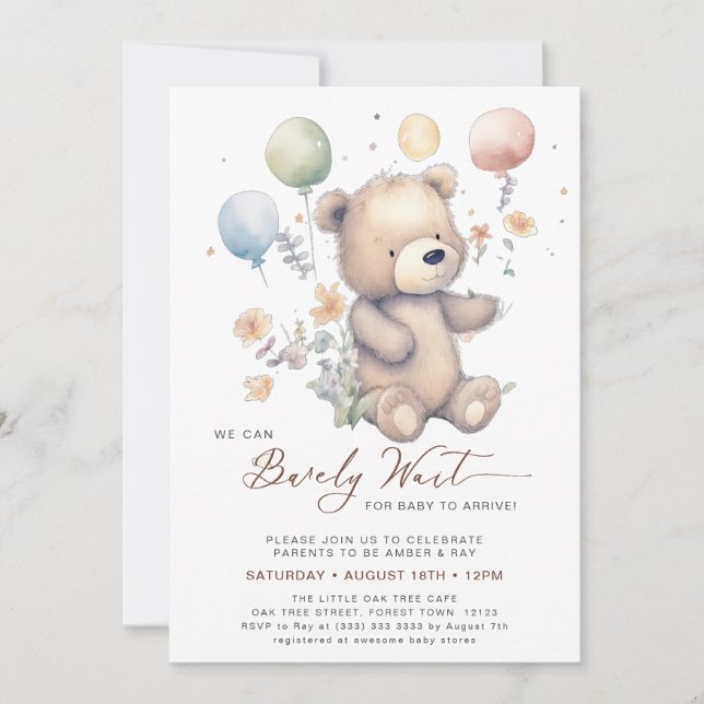 Invitation Beige Nous pouvons attendre prématurément Baby sho (Devant)