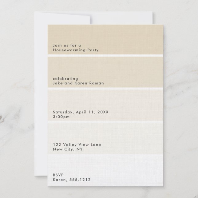 Invitation Beige Paint Chip Housewarming Party (Devant)