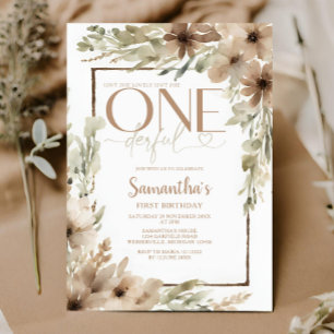 Invitation Beige Rustic Floral n'est pas elle magnifique anni