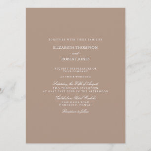 Invitation Beige Taupe chaleureux avec Mariage blanc Détail