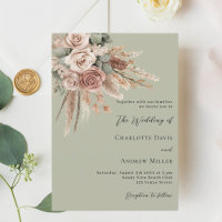 Beige taupe rose pampas herbe sauge vert mariage