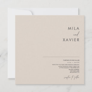 Invitation Beige toscan   Carré Mariage minimaliste moderne
