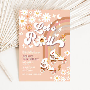 Invitation Beige TOUT ÂGE Let's Roll Retro Groovy Anniversair