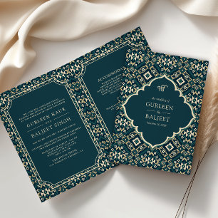 Invitation Beige Turquoise foncé géométrique Tout en un Maria