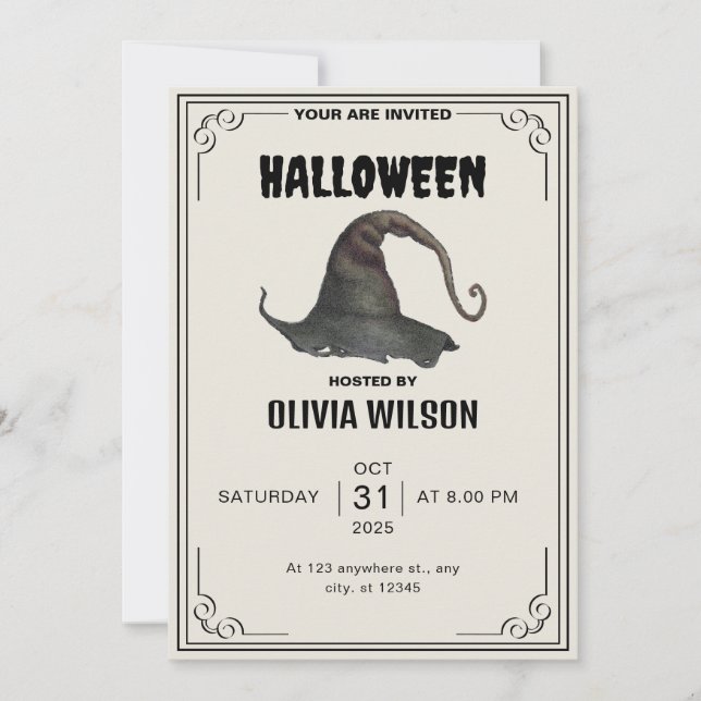 Invitation Beige Vintage Halloween (Devant)