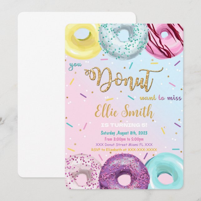 Invitation Beignet Aquarelle (Devant / Derrière)