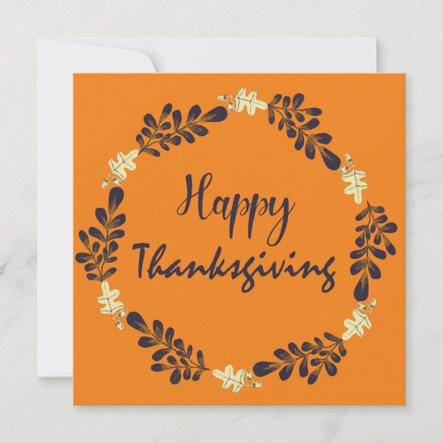 Invitation Bel Bon thanksgiving avec Feuilles Cercle (Devant)
