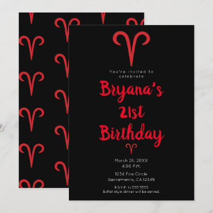 Invitation Bélier Astrologie Zodiaque Fête d'anniversaire Mar