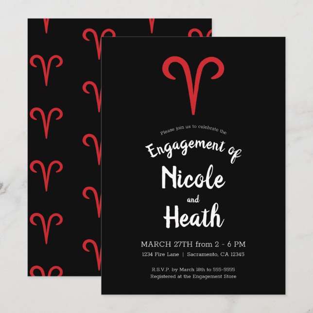 Invitation Bélier Mouton Zodiaque Mars Avril Astrologie Fianç (Devant / Derrière)