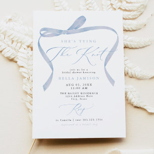 Invitation BELLA Blue Bow She's Tying the Knot Fête des marié