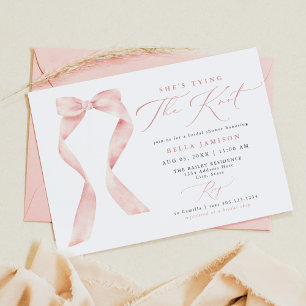 Invitation BELLA Blush Bow She's Tying the Knot Fête des mari