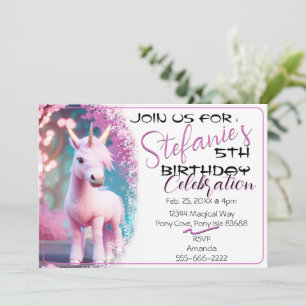 Invitation Belle 3D Spirit Unicorn Pony 15 Anniversaire Invit