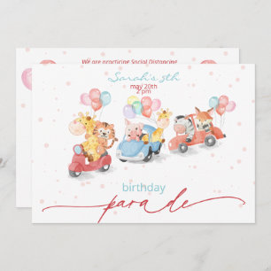 Invitation Belle Aquarelle Animaux Parade d'anniversaire