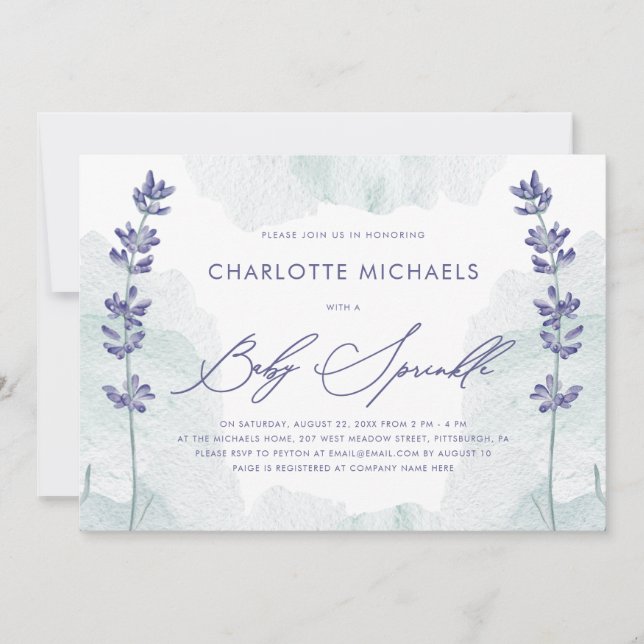 Invitation Belle aquarelle avec jolie aspersion de script béb (Devant)
