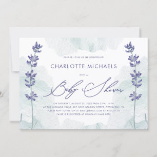Invitation Belle aquarelle avec jolie Baby shower Script