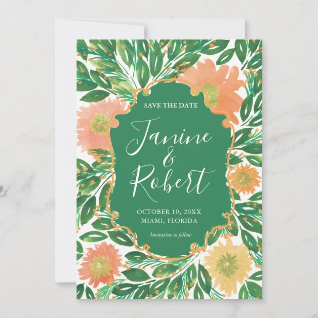 Invitation Belle aquarelle de fleurs Peinture Enregistrer la  (Devant)