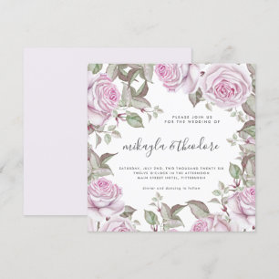 Invitation Belle Aquarelle Douce violet Rose Mariage