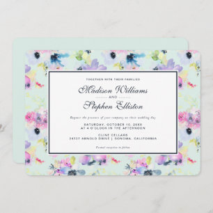 Invitation Belle aquarelle florale en pastel - mariage