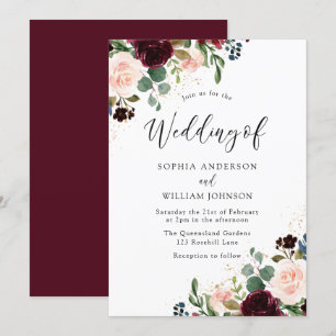 Invitation Belle aquarelle florale Mariage Bourgogne