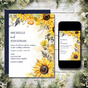 Invitation Belle aquarelle Mariage floral de tournesol
