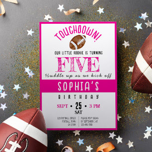 Invitation Belle Aquarelle Rookie Football Girl Anniversaire