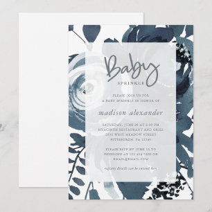 Invitation Belle arrosage Floral Bleu et Blanc