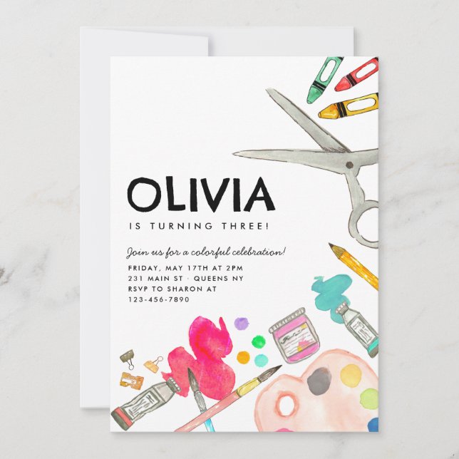 Invitation Belle Art Artiste Peinture Dessin Partie Peinture  (Devant)