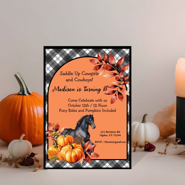Invitation Belle Automne Automne Cheval Anniversaire (Have fun with this Fall, Halloween design! From pumpkin carving parties to costume celebrations! )